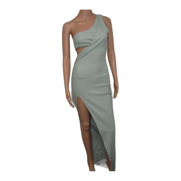 ATOIR x Revolve Time Stands Still One Shoulder Cutout High Slit Maxi Dress Sage - Picture 8 of 13